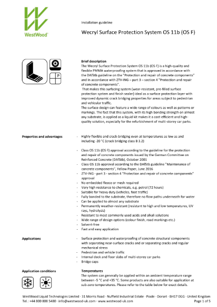 Wecryl Surface Protection System OS 11b (OS F) - Installation guideline