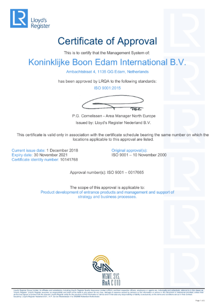 ISO 9001:2015 Certificate of Approval