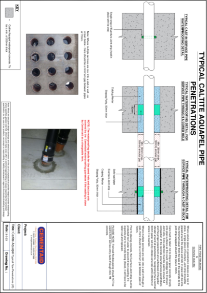 Typical Caltite Aquapel Pipe Penetrations