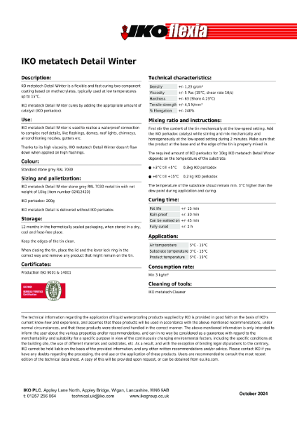 Technical Data Sheet (TDS) - IKO metatech Detail Winter