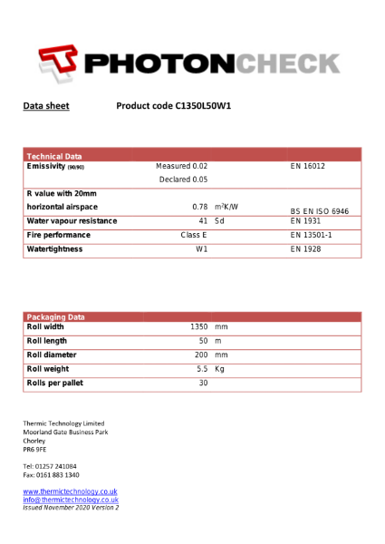 PhotonCheck (standard) Technical Datasheet