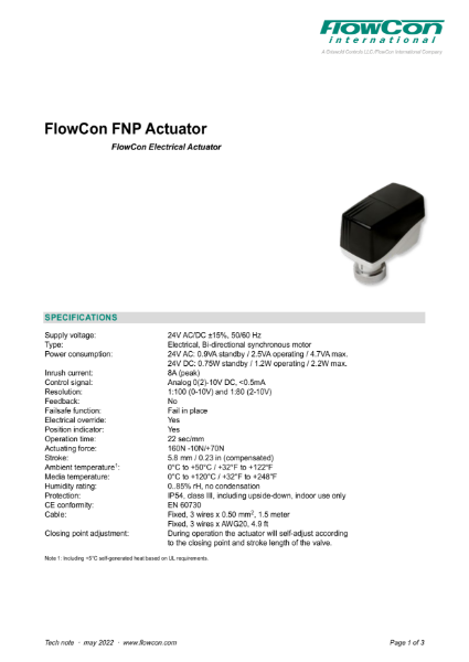 FlowCon FNP Actuator