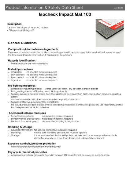 Isocheck Impact Mat 100 - Safety Data Sheet