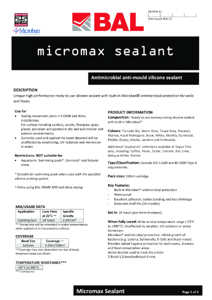 BAL Micromax Sealant Technical Datasheet