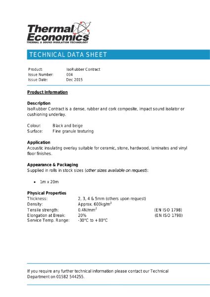 IsoRubber Contract Technical Data Sheet