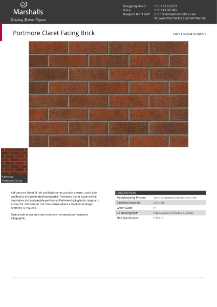 Portmore Claret Facing Brick