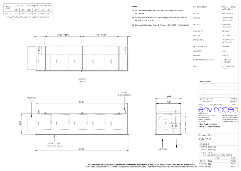 GA1286 - EAB 2100W TYPE C AIR BARRIER