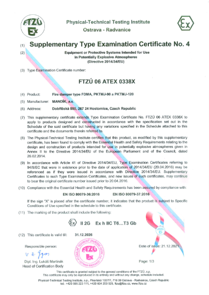 FDMA – Certificate ATEX
