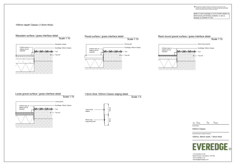 EverEdge Classic 100mm Edging CAD drawing