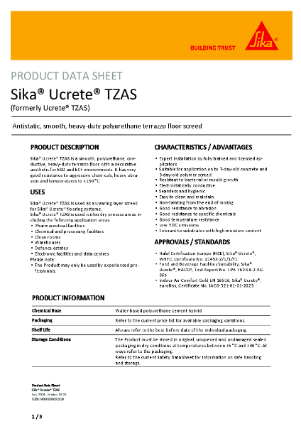 Sika® Ucrete® TZAS Product Data Sheet