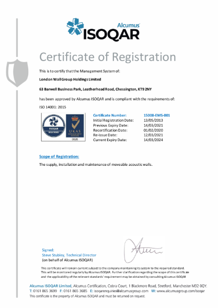 London Wall Group Holdings ISO 14001