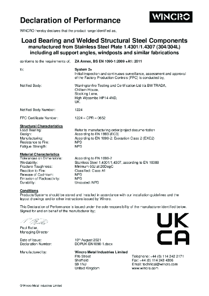 DOPUK-EN1090-1 Load Bearing & Welded Structural Steel Components