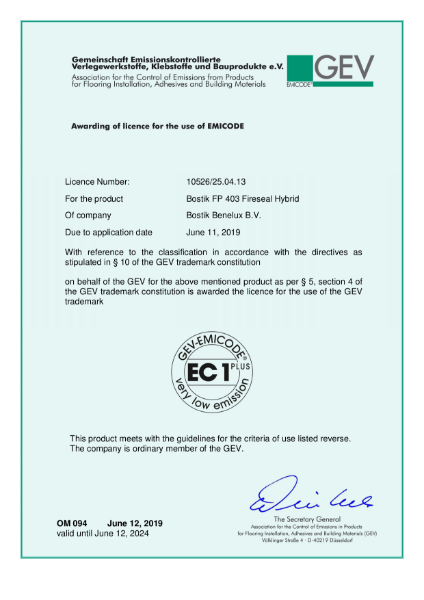 Bostik FP403 Fireseal Hybrid GEV EMICODE EC1 Plus