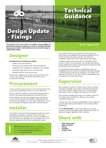 Balustrade Technical Guidance for Fixings