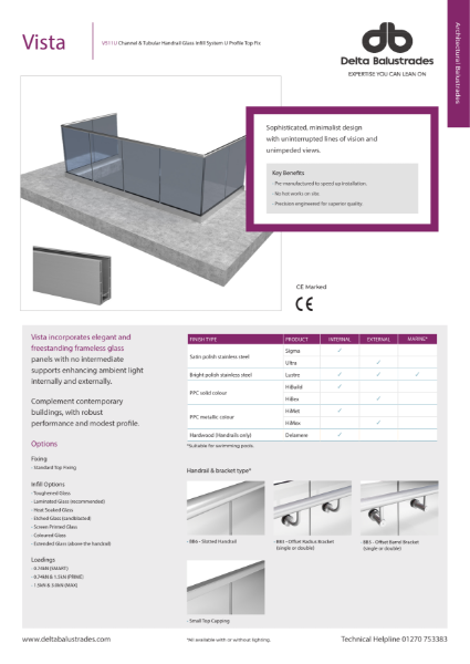 Vista V511U Glass Balustrade System