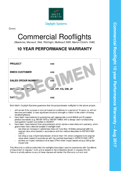 Brett Martin Warranty