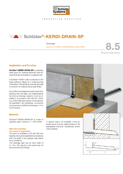 8.5 Schlüter-KERDI-DRAIN-SP-E - Technical Data Sheet