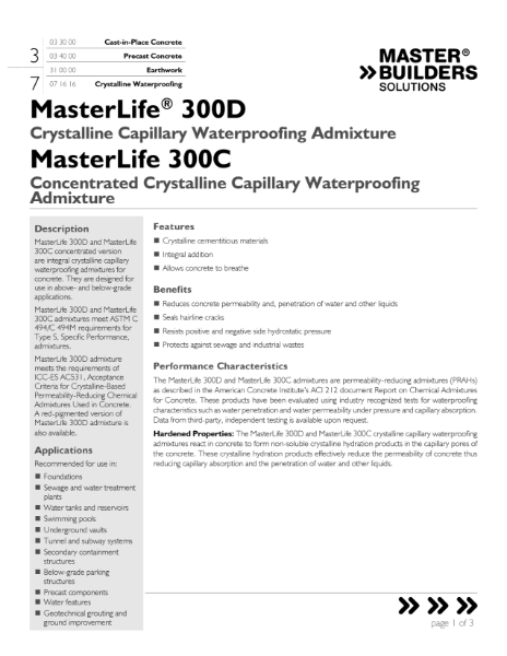 MasterLife_300D_and_300C_Data_Sheet