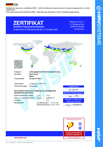 Ariosa HV 250 S Passive House