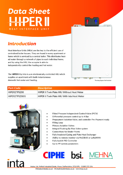 HIPER II Heat Interface Unit Data Sheet