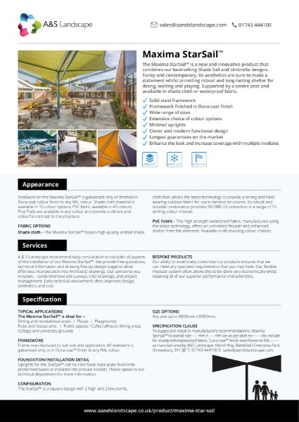 Maxima StarSail Product Data Sheet