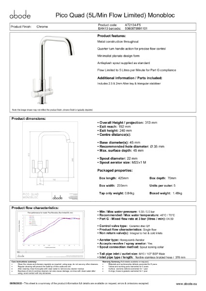 Pico Quad Monobloc in Chrome - Consumer Specification