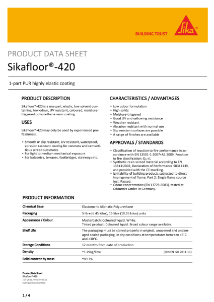 Product Data Sheet - Sikafloor 420