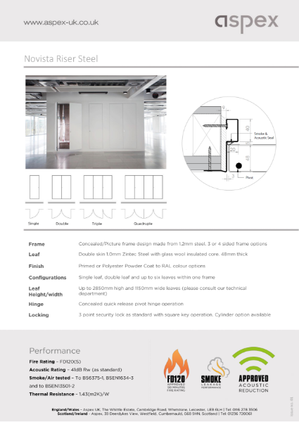 Novista Concealed Steel Riser – FD120 - Data Sheet