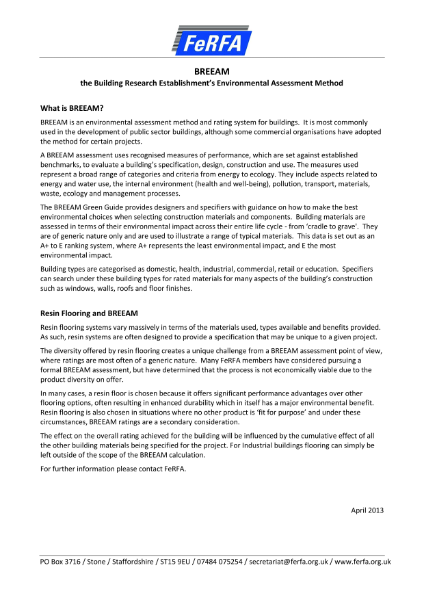 BREEAM Ferfa Statement