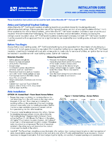 Board Attics and Cathedral Vaulted Ceiling Installation Instructions
