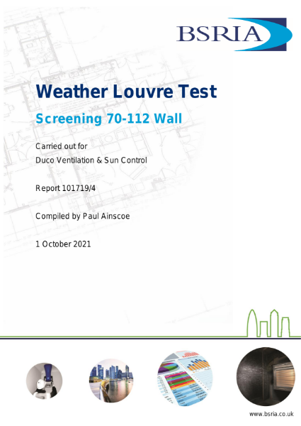 BSRIA Screening 70 pitch 112 - Airflow & Water Penetration