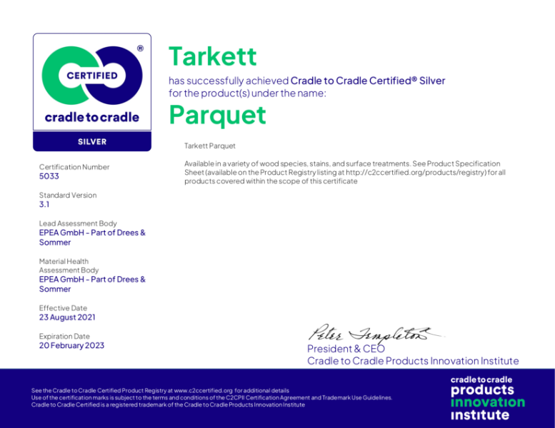 Tarkett Parquet - Cradle to Cradle: Silver - Feb 2023