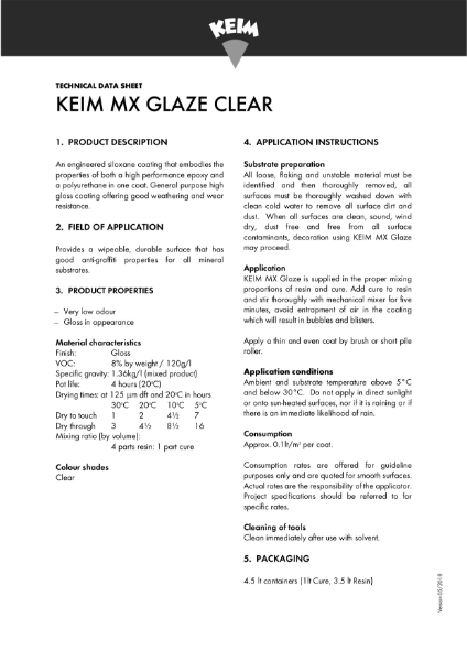 Keim MX Glaze Technical Data Sheet