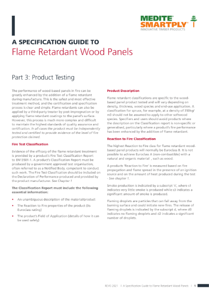 Flame Retardant Wood Panels - Part 3 Product Testing