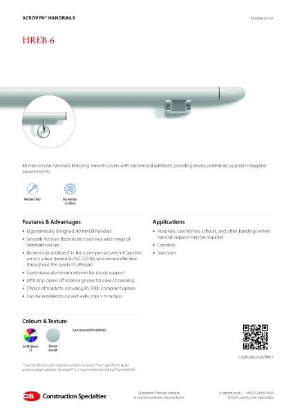 CS Acrovyn HREB-6 Handrail_Product Sheet (01.24)