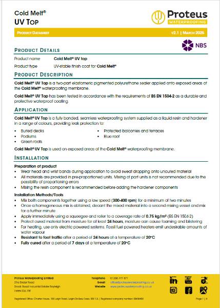 Product Data Sheet - Cold Melt® UV Top