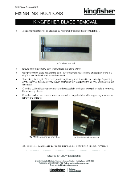 Kingfisher Louvres - Fixing Instruction - Louvre blade removal