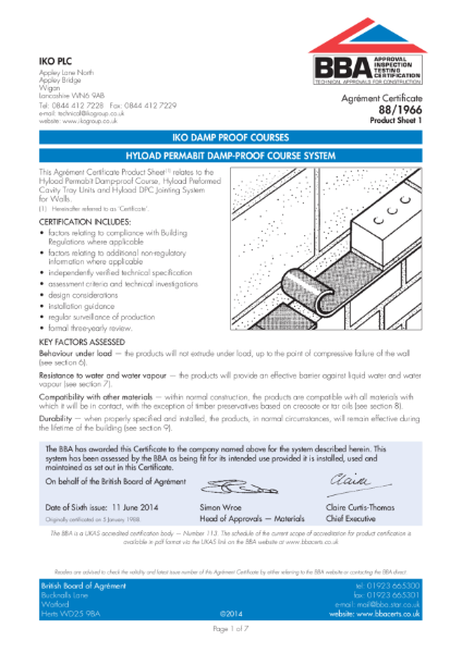 88/1966 Hyload Permabit Damp-Proof Course System