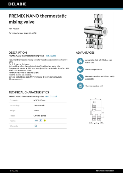 Premix Nano with a Chrome body Data sheet - 732116