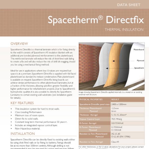 Spacetherm Directfix Datasheet
