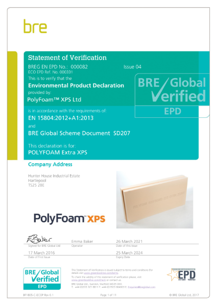 Environmental Product Declaration for Polyfoam Extra