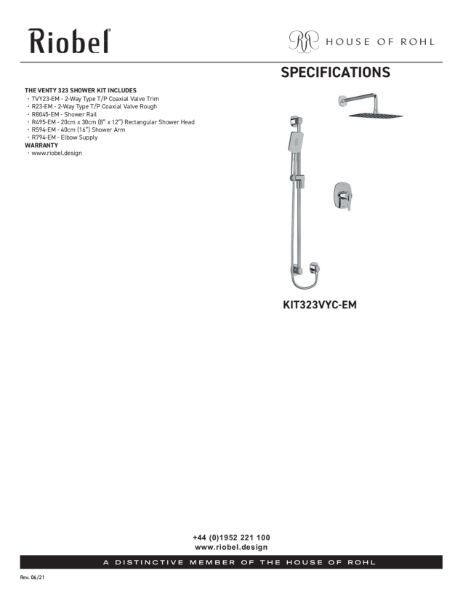 Venty Shower Kit With Overhead Shower - PDS