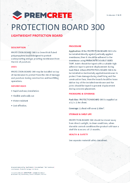 Protection Board 300 Technical Data Sheet 2025