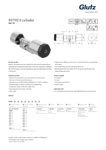 83702 E-Cylinder with Turn
