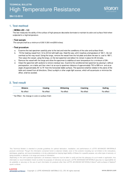 Staron High Temperature Resistance