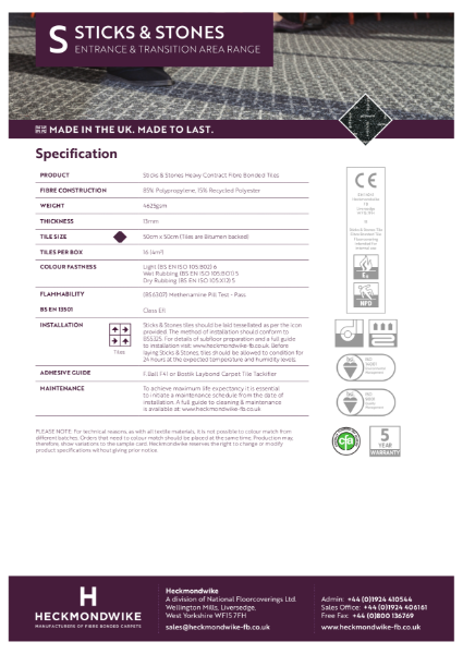 Heckmondwike - Sticks & Stones - Specification Sheet