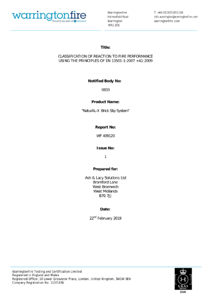 NaturAL-X CWCT Certificate