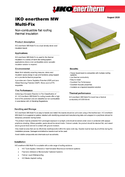 Technical Data Sheet (TDS) - IKO enertherm MW