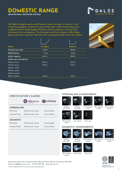 Domestic and Strongline Gutter Range