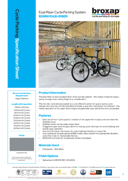 Apollo Two Tier Cycle Shelter Specification Sheet